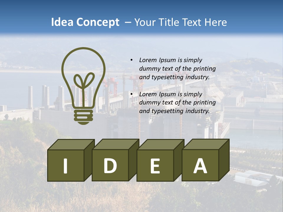 A Power Plant On A Hill Overlooking A Body Of Water PowerPoint Template