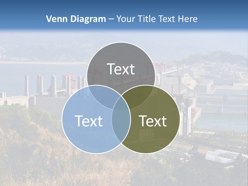 A Power Plant On A Hill Overlooking A Body Of Water PowerPoint Template