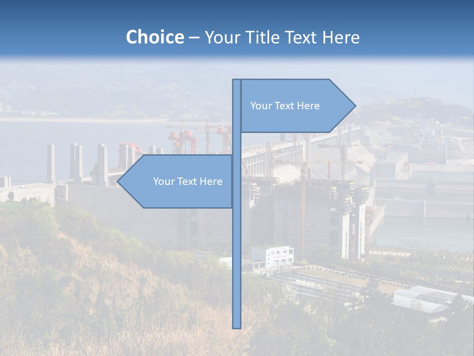A Power Plant On A Hill Overlooking A Body Of Water PowerPoint Template