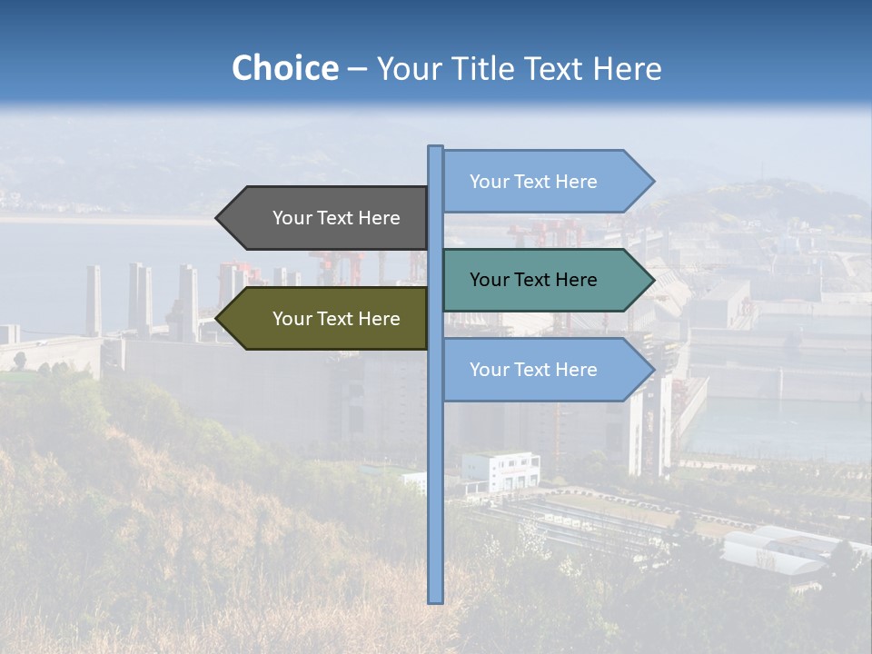 A Power Plant On A Hill Overlooking A Body Of Water PowerPoint Template