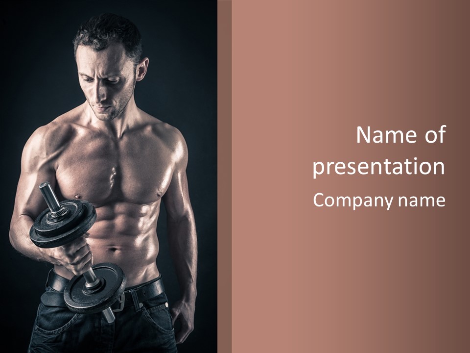 Caucasian Studio Muscular PowerPoint Template