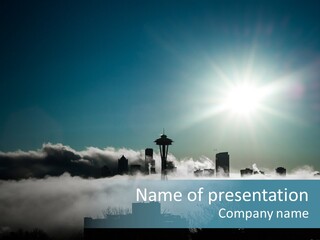 Space Needle Seattle Blue PowerPoint Template