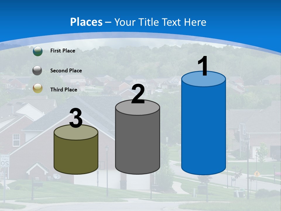 A Neighborhood With Houses And Trees In The Background PowerPoint Template