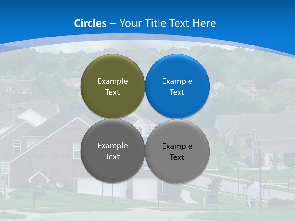 A Neighborhood With Houses And Trees In The Background PowerPoint Template