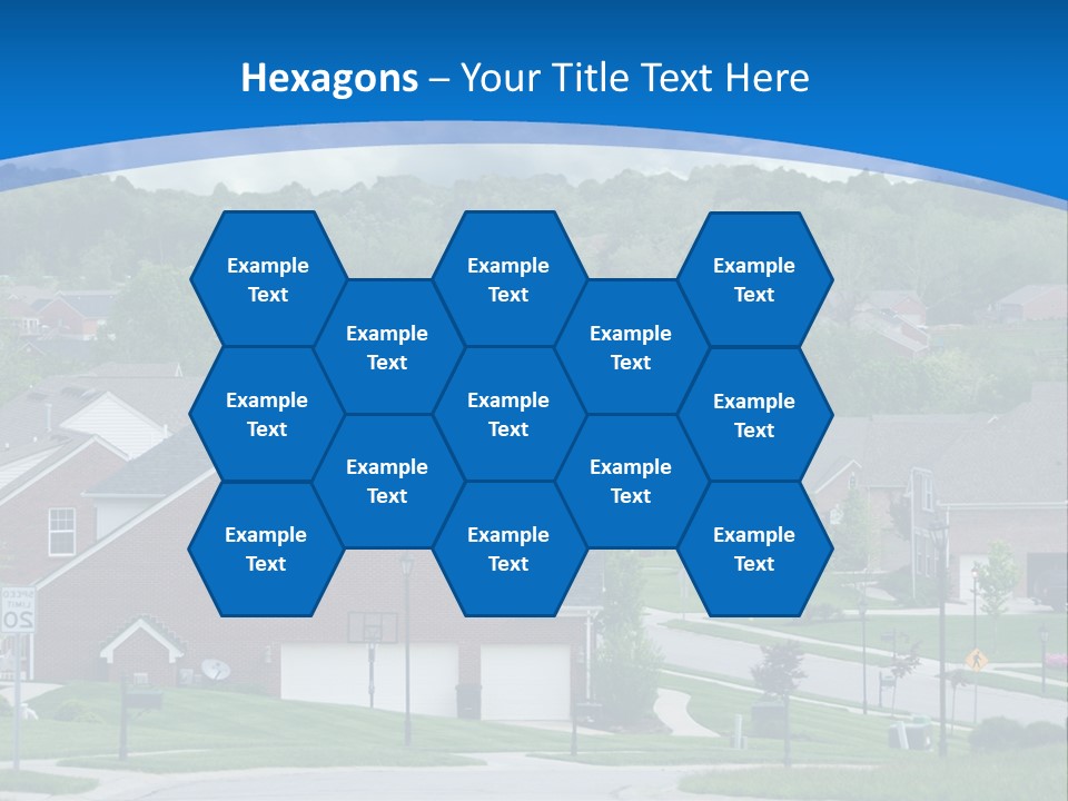 A Neighborhood With Houses And Trees In The Background PowerPoint Template