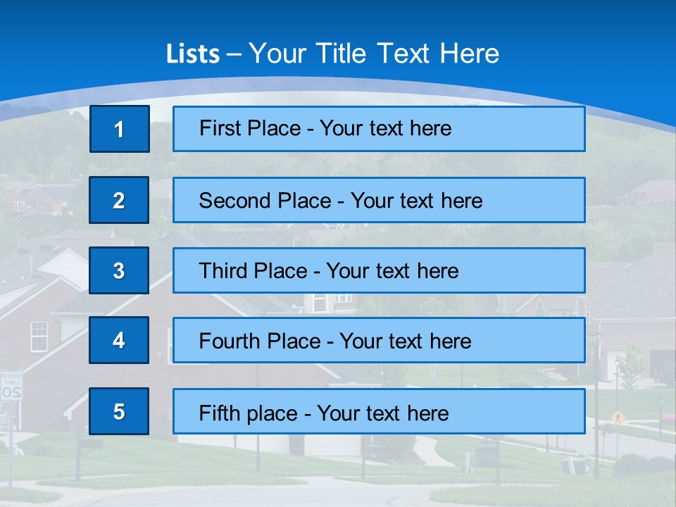 A Neighborhood With Houses And Trees In The Background PowerPoint Template