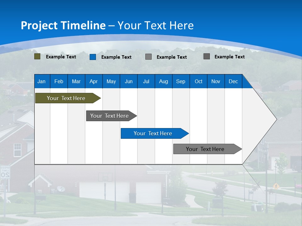A Neighborhood With Houses And Trees In The Background PowerPoint Template