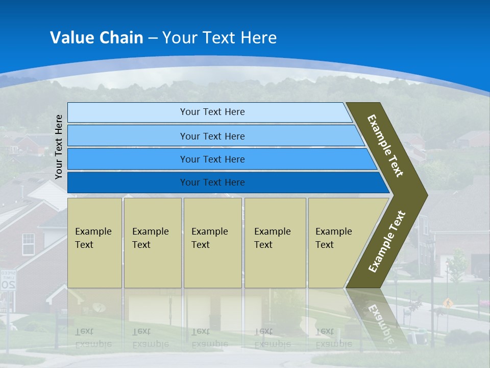 A Neighborhood With Houses And Trees In The Background PowerPoint Template