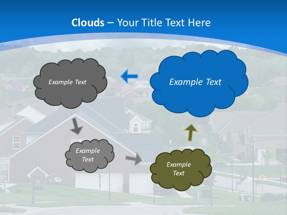 A Neighborhood With Houses And Trees In The Background PowerPoint Template