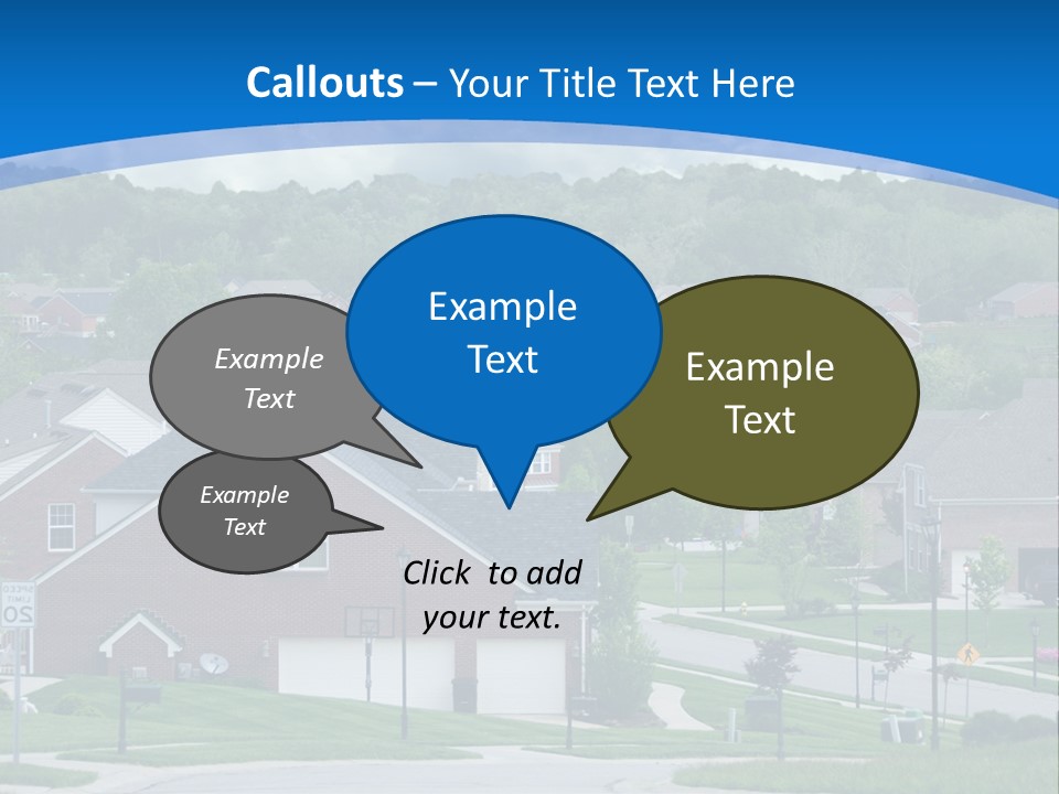 A Neighborhood With Houses And Trees In The Background PowerPoint Template