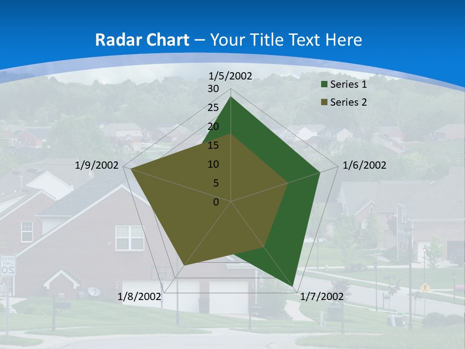 A Neighborhood With Houses And Trees In The Background PowerPoint Template