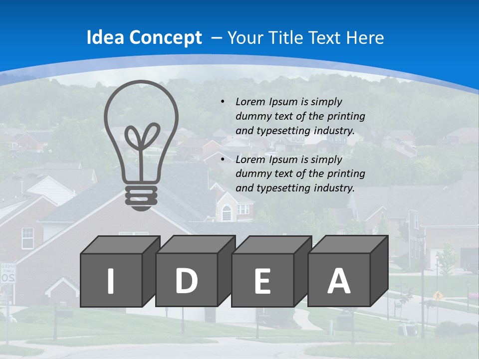 A Neighborhood With Houses And Trees In The Background PowerPoint Template