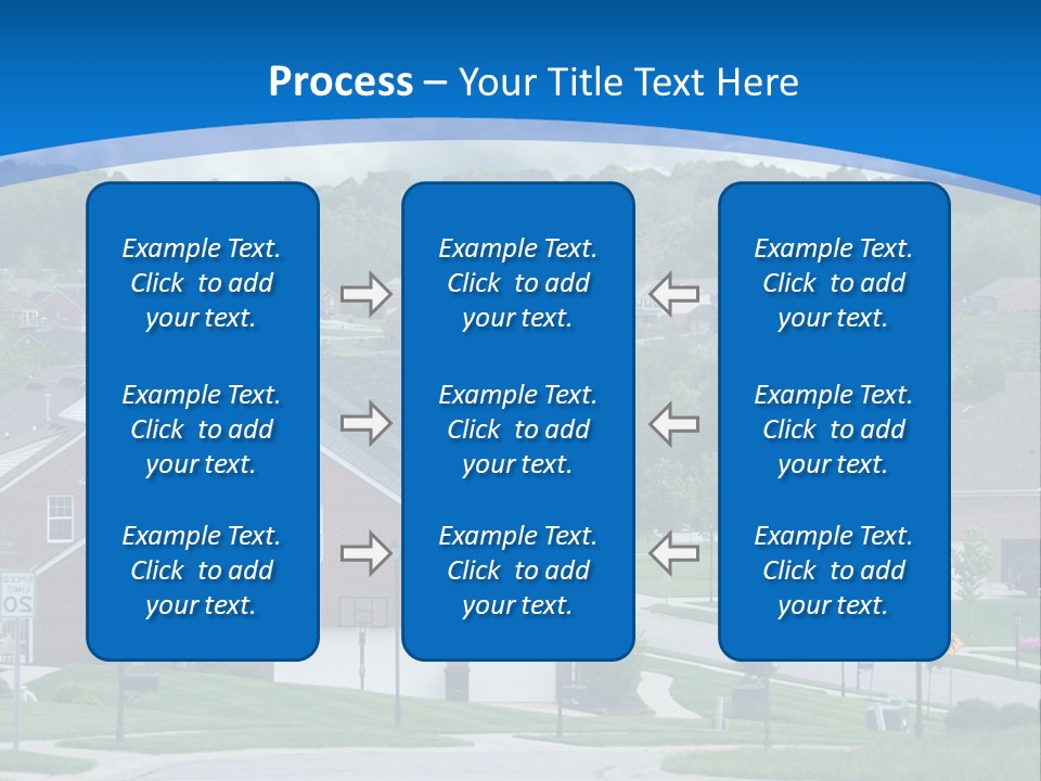 A Neighborhood With Houses And Trees In The Background PowerPoint Template