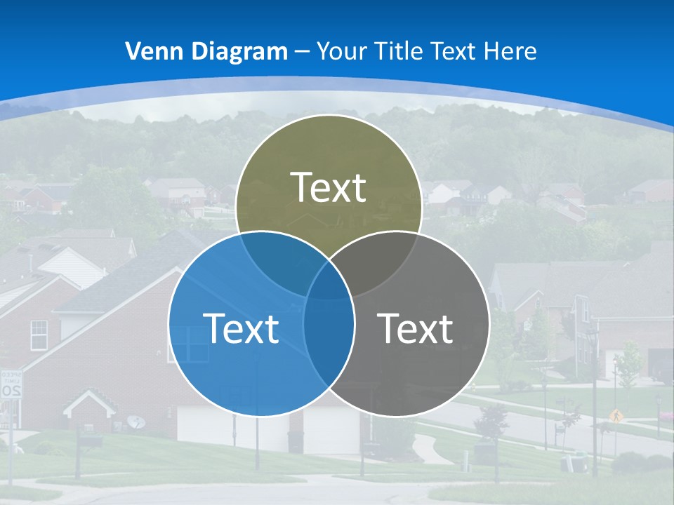 A Neighborhood With Houses And Trees In The Background PowerPoint Template