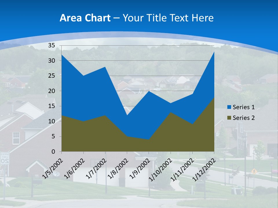 A Neighborhood With Houses And Trees In The Background PowerPoint Template