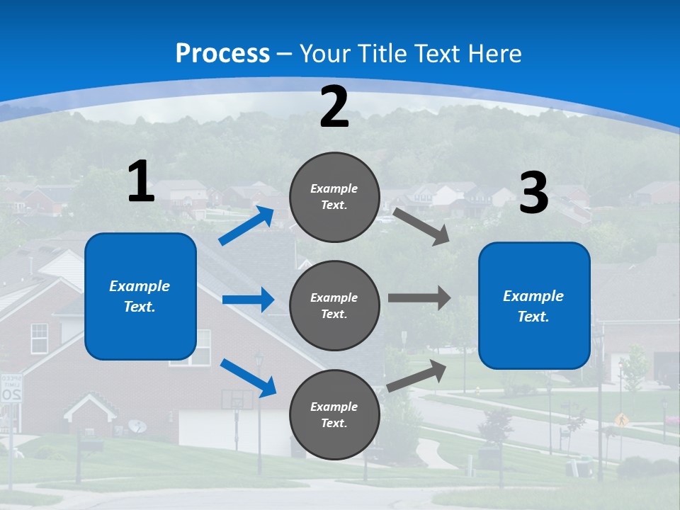A Neighborhood With Houses And Trees In The Background PowerPoint Template