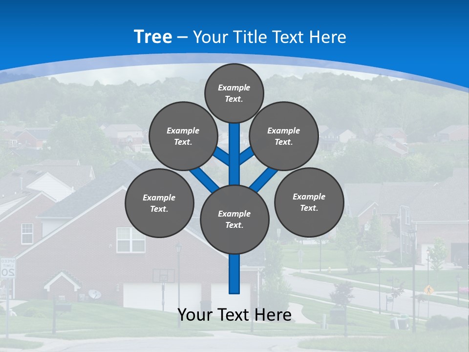 A Neighborhood With Houses And Trees In The Background PowerPoint Template