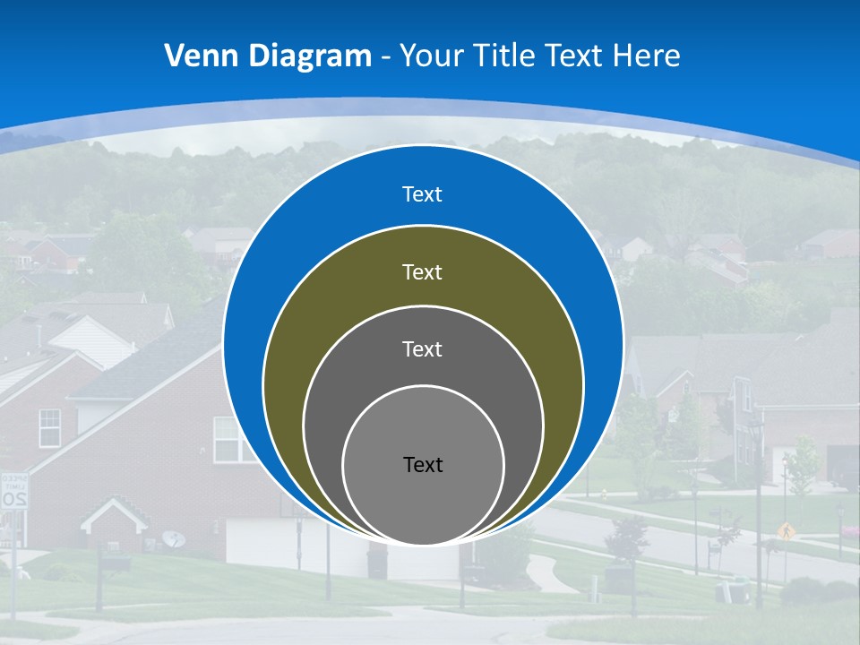 A Neighborhood With Houses And Trees In The Background PowerPoint Template