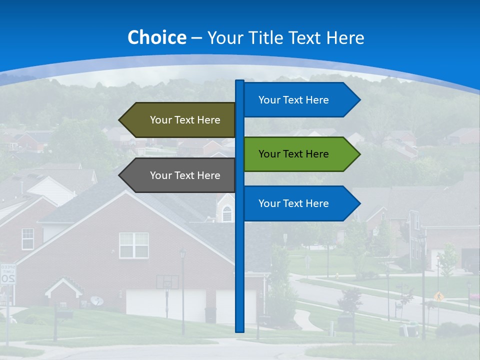A Neighborhood With Houses And Trees In The Background PowerPoint Template