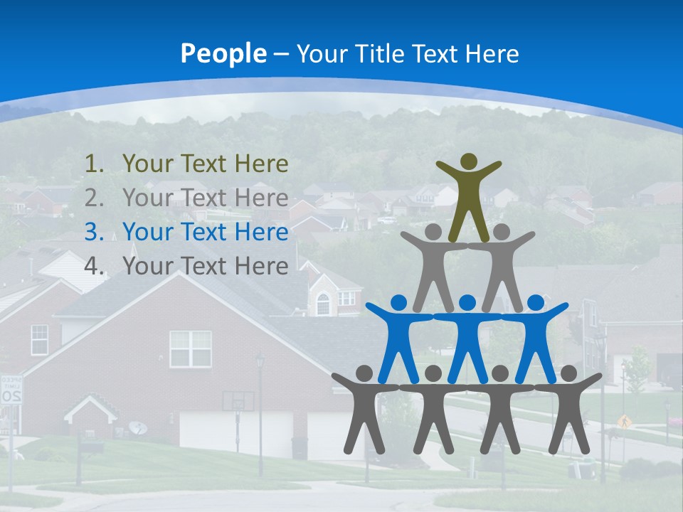 A Neighborhood With Houses And Trees In The Background PowerPoint Template