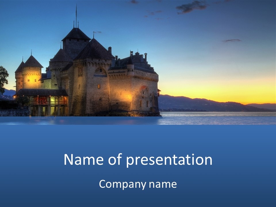 Night Chateau Fortress PowerPoint Template