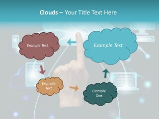 A Person Touching A Cloud With A Finger On It PowerPoint Template