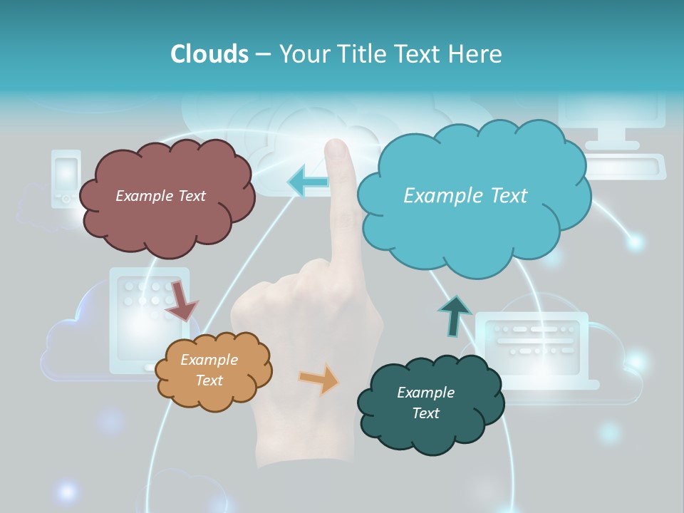 A Person Touching A Cloud With A Finger On It PowerPoint Template
