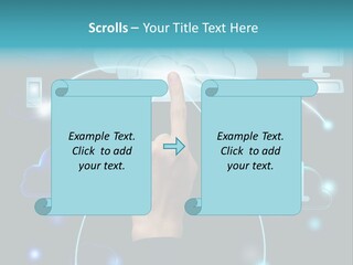 A Person Touching A Cloud With A Finger On It PowerPoint Template