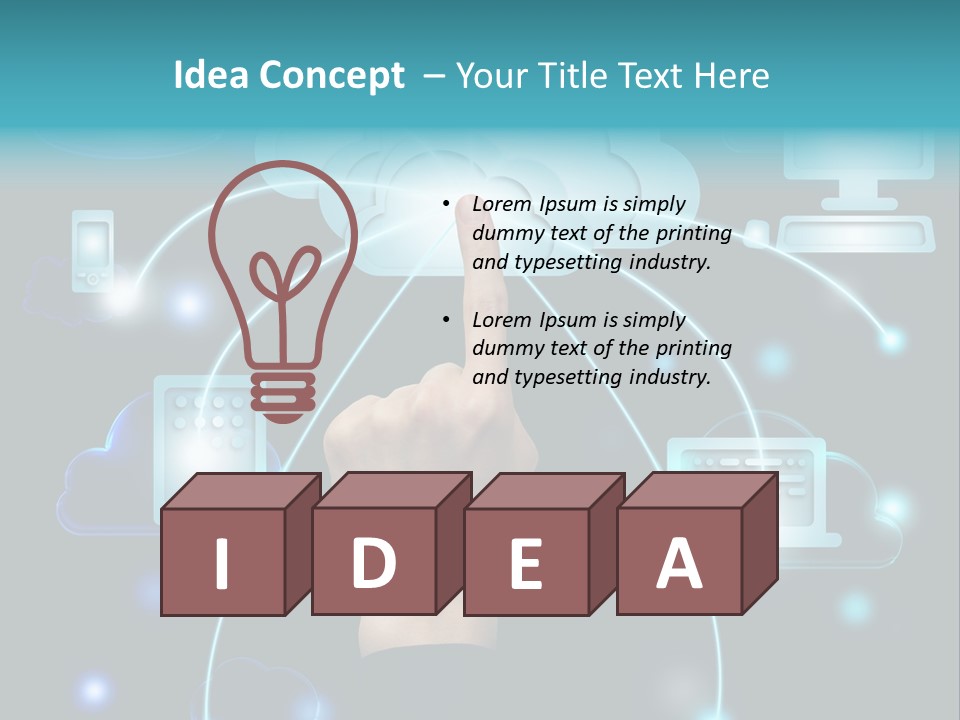 A Person Touching A Cloud With A Finger On It PowerPoint Template