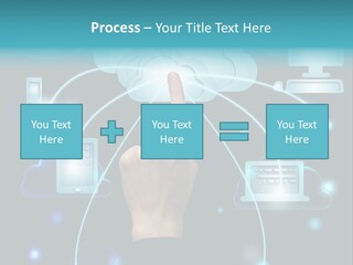 A Person Touching A Cloud With A Finger On It PowerPoint Template
