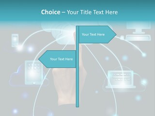 A Person Touching A Cloud With A Finger On It PowerPoint Template