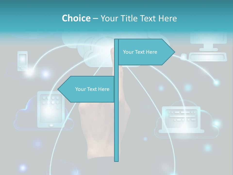 A Person Touching A Cloud With A Finger On It PowerPoint Template