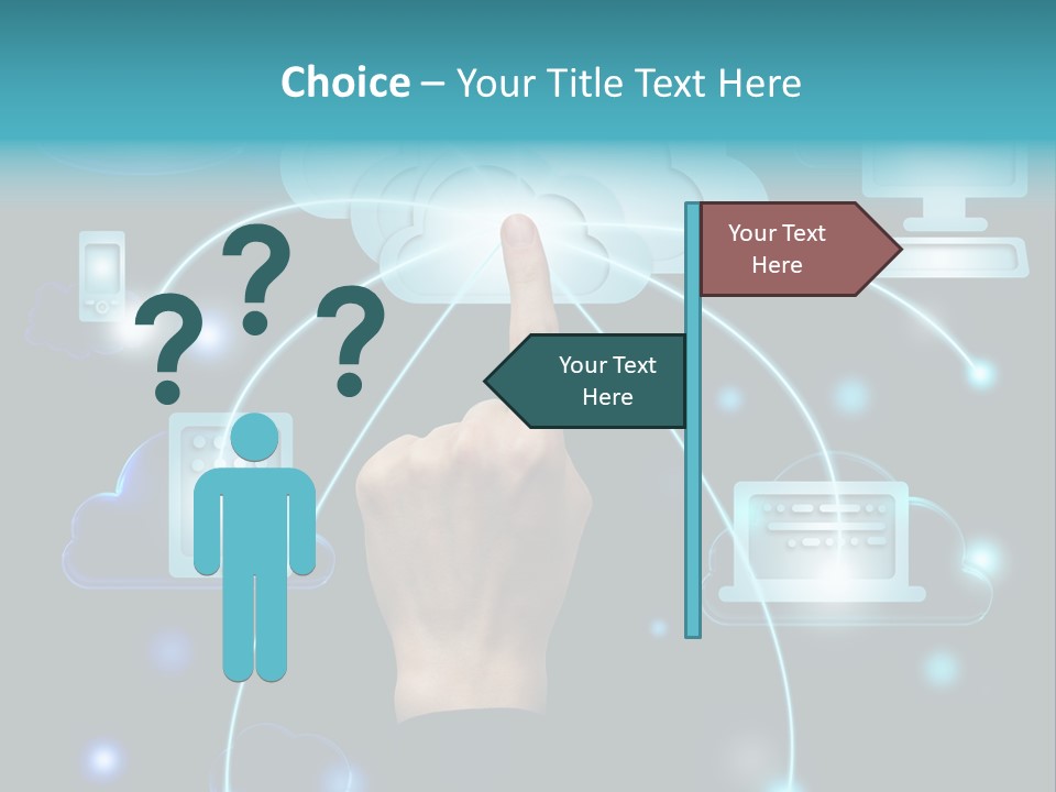A Person Touching A Cloud With A Finger On It PowerPoint Template
