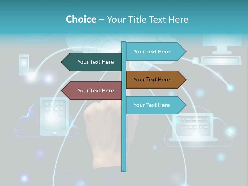 A Person Touching A Cloud With A Finger On It PowerPoint Template