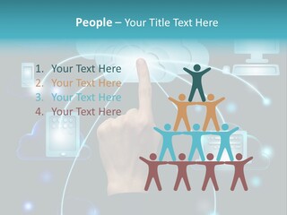 A Person Touching A Cloud With A Finger On It PowerPoint Template