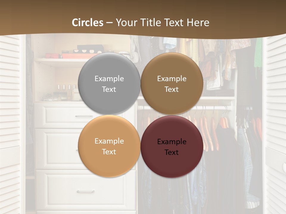An Open Closet With Clothes And Baskets On It PowerPoint Template