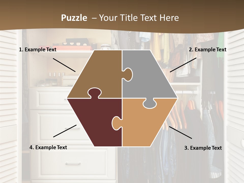 An Open Closet With Clothes And Baskets On It PowerPoint Template