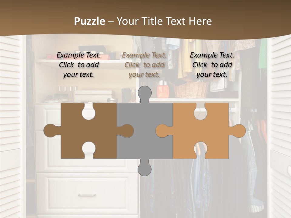 An Open Closet With Clothes And Baskets On It PowerPoint Template