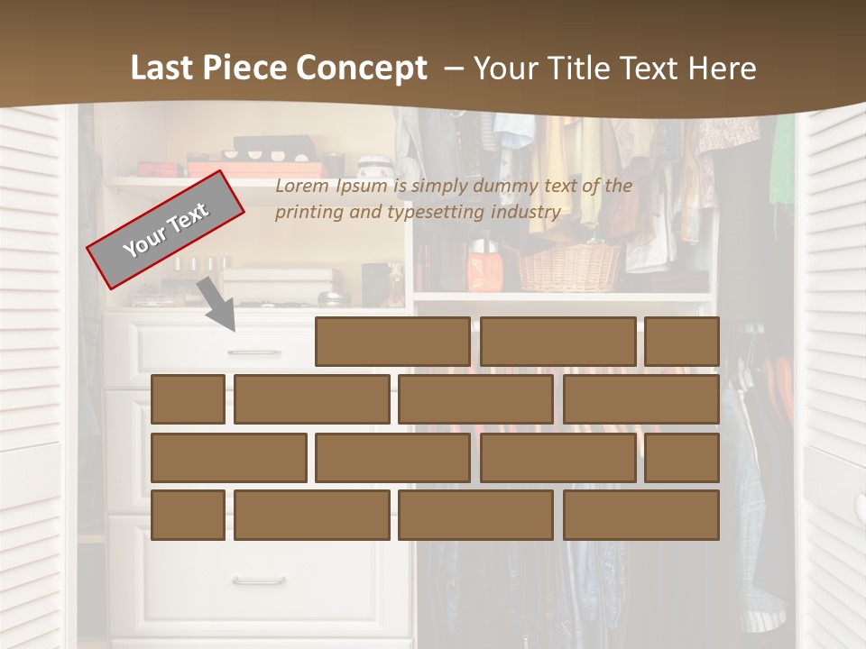 An Open Closet With Clothes And Baskets On It PowerPoint Template