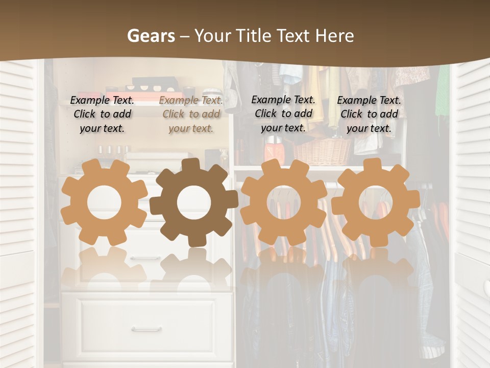 An Open Closet With Clothes And Baskets On It PowerPoint Template