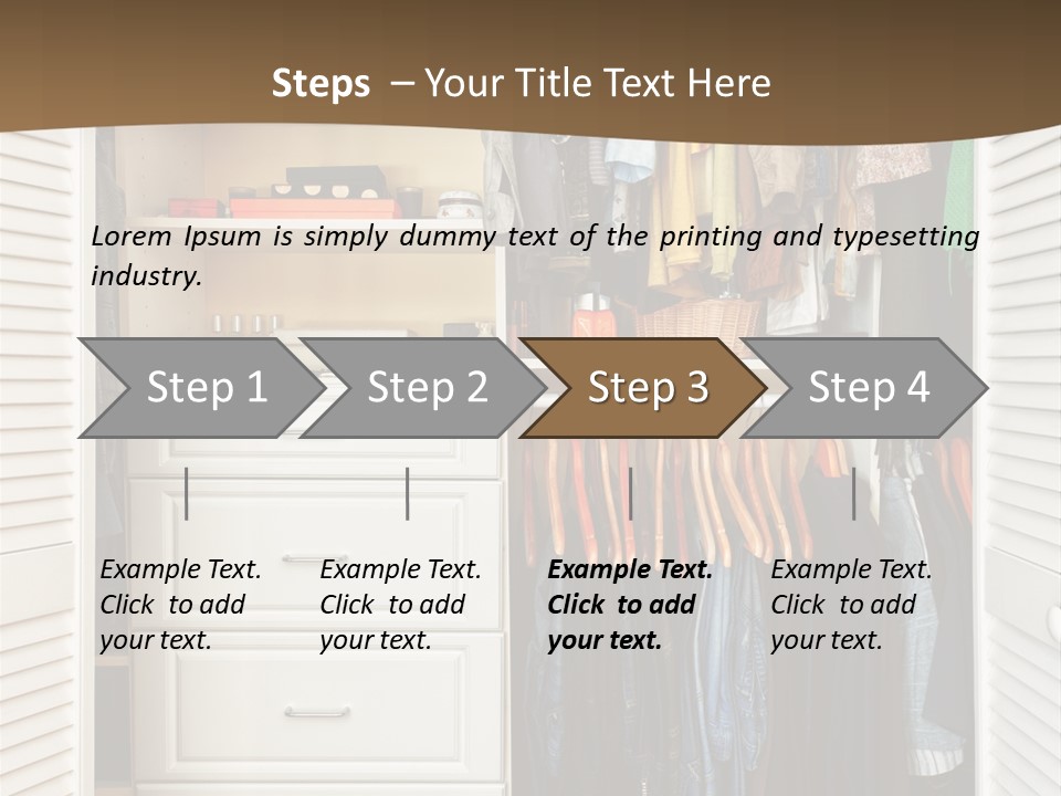An Open Closet With Clothes And Baskets On It PowerPoint Template