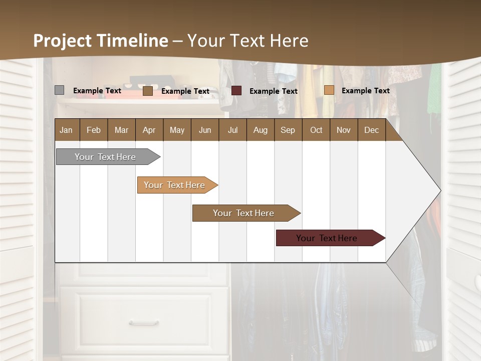 An Open Closet With Clothes And Baskets On It PowerPoint Template