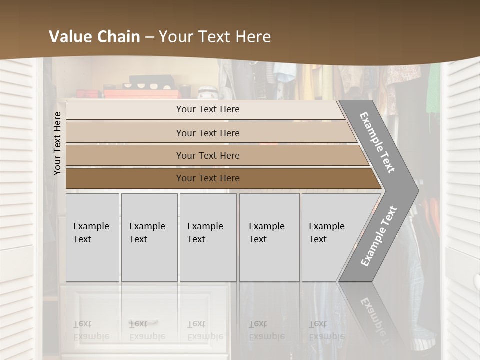 An Open Closet With Clothes And Baskets On It PowerPoint Template