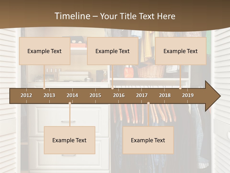 An Open Closet With Clothes And Baskets On It PowerPoint Template