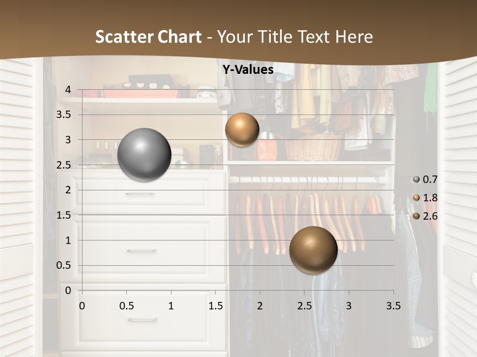 An Open Closet With Clothes And Baskets On It PowerPoint Template