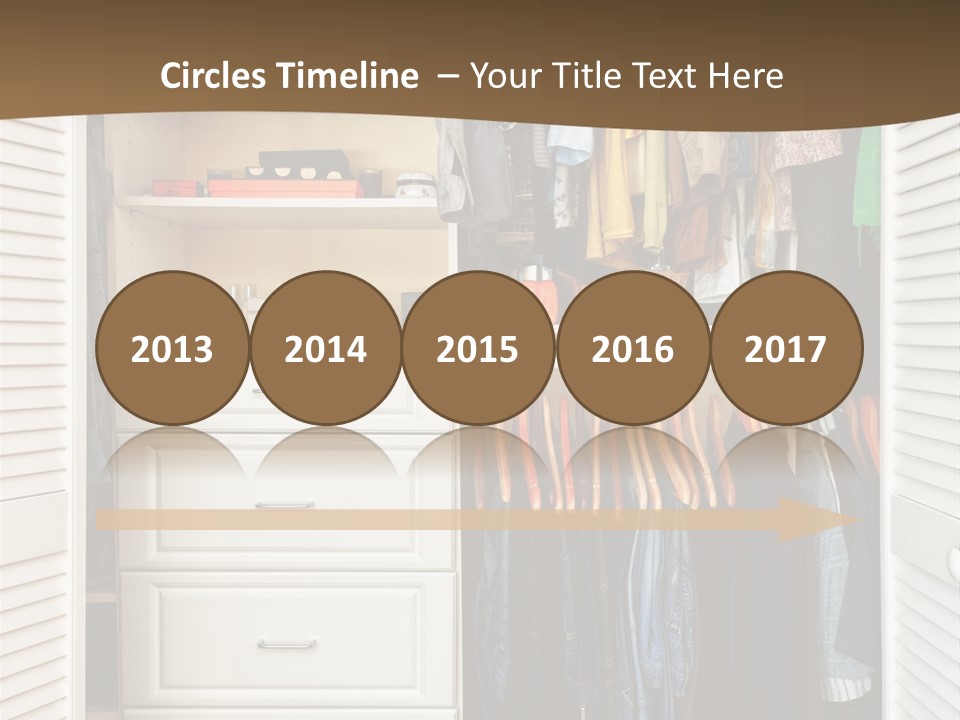An Open Closet With Clothes And Baskets On It PowerPoint Template