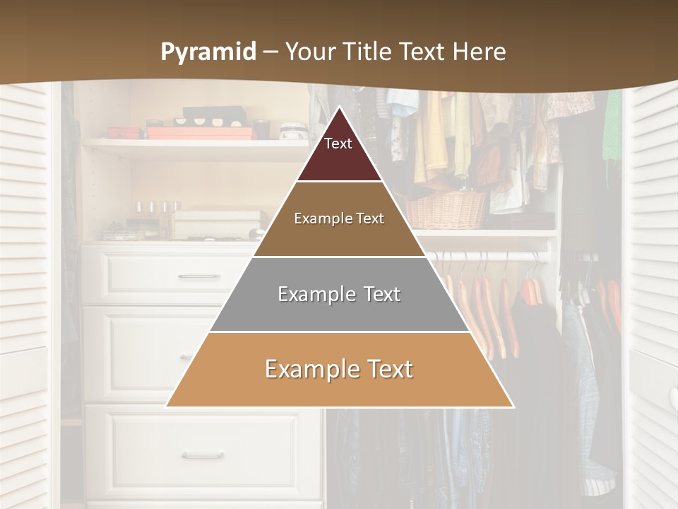 An Open Closet With Clothes And Baskets On It PowerPoint Template