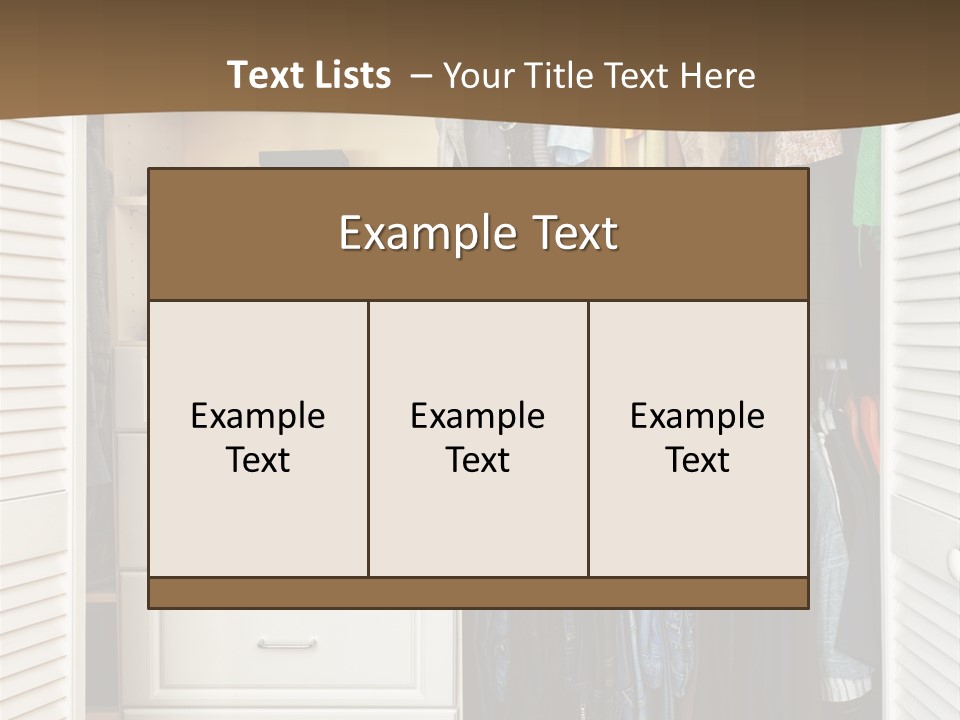 An Open Closet With Clothes And Baskets On It PowerPoint Template
