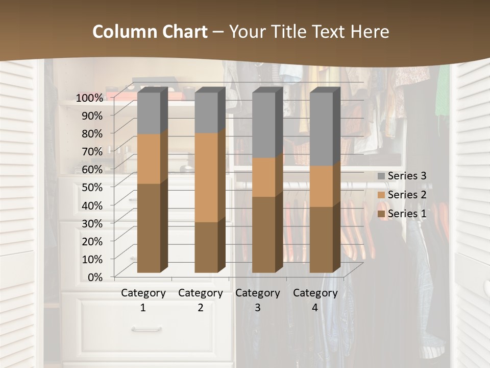 An Open Closet With Clothes And Baskets On It PowerPoint Template