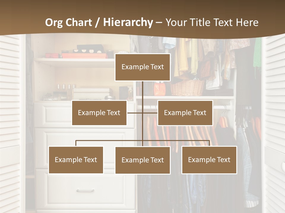 An Open Closet With Clothes And Baskets On It PowerPoint Template